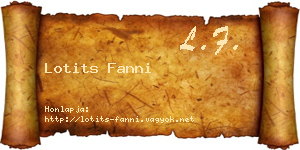 Lotits Fanni névjegykártya